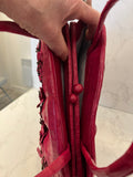 Pre Loved Nancy Gonzalez Flower Appliqué Bag in Cerise Pink Exotic Leather (Excellent)