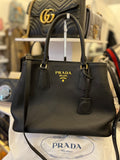 Prada Monochrome Bag in Black Pebbled Leather