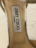 Pre Loved Jimmy Choo Silver Strappy Platform Heels UK 5