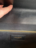Pre Loved Saint Laurent Large College Chevron Bag in Black Leather - Excellent