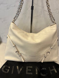 Pre Loved Givenchy Voyou Medium Ecru Leather Shoulder Bag (as new)
