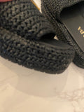 Pre Loved Prada Black Crochet Flatform Slides UK 7 - NEW