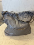 Pre Loved Chanel 22 in Grey Calf Leather 2023 (pristine)