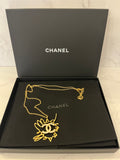 Pre Loved Chanel Mademoiselle Necklace in Gold Tone & Crystal CC Coco Mark (new)