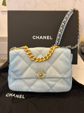 Pre Loved Chanel 19 in Quilted Ombré Blue Denim (new)
