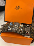 Hermes Collier de Chien Cuff in Exotic Leather with Palladium Hardware