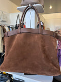 Prada Medium Buckle Brown Suede Tote