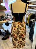 Pre Loved Dolce & Gabbana cream with brown & orange flower body con dress and blouse - Size S