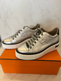 Pre Loved Hermes Polo Trainers in Silver uk3