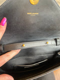 Pre Loved Yves Saint Laurent Black & White Leather Chevron Envelope Bag