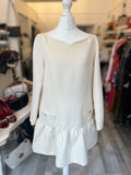 Pre Loved Victoria Beckham Cream Wool Dress size uk12
