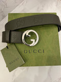 Pre Loved Gucci Olive Green GG Interlocking Buckle Belt 95cm (New) **reserved**