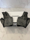 Pre Loved Chanel leather gloves silver mesh leather