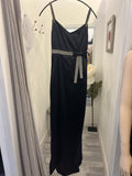 Pre Loved Dolce & Gabbana Long Satin Dress Crystal Diamante Details size 40 UK 8 (Excellent)