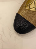 Pre Loved Chanel Black & Gold Mary Jane Heels UK 6 (new)