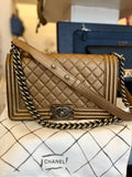 Chanel Medium Boy Bag in Dark Gold Metallic