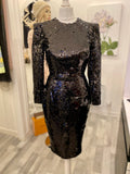 Pre Loved Alex Perry Black Sequin Dress UK8
