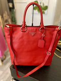 Pre Loved Prada Red Leather Vitello Daino tote