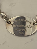 Pre Loved Tiffany & Co Silver Oval Tag 'Return to Sender' necklace