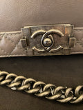 Pre Loved Chanel Medium Reverso Boy Bag in Grey Calf Leather.