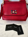 Pre Loved Dolce & Gabbana Sicily Shoulder & Hand Bag in Red with Jewels