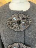 Pre Loved Prada Wool Coat Jewelled Accents size 42 UK10