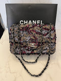 Pre Loved Chanel Flap Bag in Anthracite, Taupe & Bordeaux Matte Sequins (excellent)