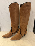 Roger Vivier Long Tan Suede Heeled Boots Size UK3.5 (fits 4) New