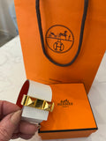 Pre Loved Hermes Reversible Collier de Chien Cuff in Orange / White (new)