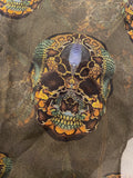Pre Loved Alexander McQueen Olive Silk Skull Scarf