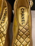 Pre Loved Chanel Black & Gold Mary Jane Heels UK 6 (new)
