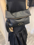 Pre Loved Anya Hindmarch Black Leather Crossbody Bag with Tassel