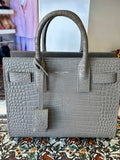 Pre Loved Saint Laurent Small Sac de Jour handbag in grey exotic embossed leather