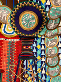 Pre Loved Hermes Le Labororatoire du Temps 90cm silk scarf in brown and blues (new)