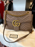 Gucci GG Marmont Matelasse Shoulder Bag in Taupe