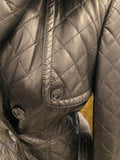 Pre Loved Burberry Black Leather Coat with Fur Trims Size 44 ( Fits Uk10 ) (excellent) .