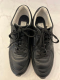 Pre Loved Gents Chanel Black Logo Leather Trainers Size UK 8.5