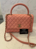 Pre Loved Chanel Coco Top Handle Bag in Pink Caviar Leather (excellent)