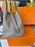 Pre Loved Hermes Picotin GM 26 Lock in Etoupe Clemence Leather (Excellent) Reserved J