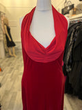 Pre Loved Amanda Wakeley Red Velvet Halter Neck Dress fits UK10-12