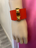 Pre Loved Hermes Reversible Collier de Chien Cuff in Orange / White (new)