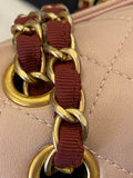 Pre Loved Chanel Single Flap Classic in Dusky Pink & Burgundy - Excellent