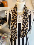 Christian Dior Silk Twilly in Black & Taupe & Leopard