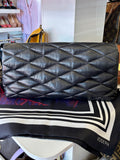 Pre Loved Saint Laurent Sade Puffy Envelope Clutch in Black Leather