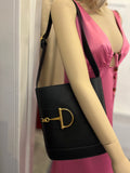 Pre Loved Gucci Horsebit Bucket Bag in Black Leather