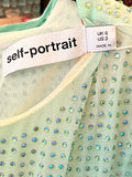 Pre Loved Self Portrait Green Contour Midi Dress with Crystals (new)