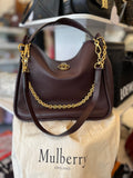 Pre Loved Mulberry Leighton Top Handle in Dark Burgundy Grained Leather (excellent)