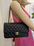 Pre Loved Chanel Classic Flap Bag in Black Caviar Leather (excellent)