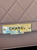 Chanel Label Click Flap Bag 2018 in Dusty Pink Lambskin Leather