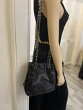 Pre Loved Chanel Vintage Coco Mark Shoulder / Crossbody Bucket Bag in Black Lambskin Leather